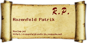 Rozenfeld Patrik névjegykártya